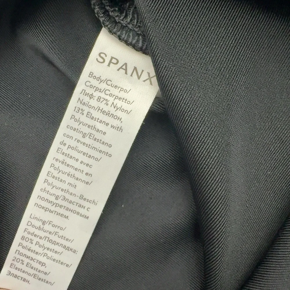 Spanx Leggings Womens L Black Faux Leather High Waisted Compression Chic